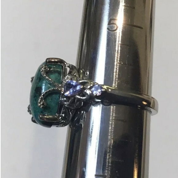 Rare Chrysocolla and Tanzanite Gemstone Ring - Picture 2 of 5